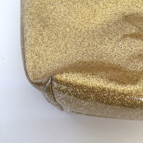 KATE SPADE HOLIDAY DRIVE GOLD GLITTER TOTE AND MATCHING POUCH - Picture 12 of 16